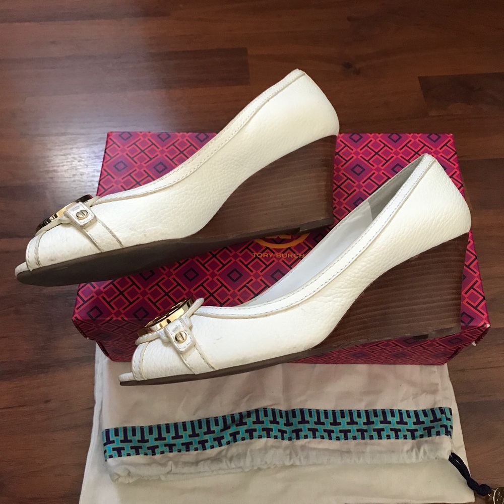 Tory Burch open toe wedge-tumble leather - Picture 3 of 7